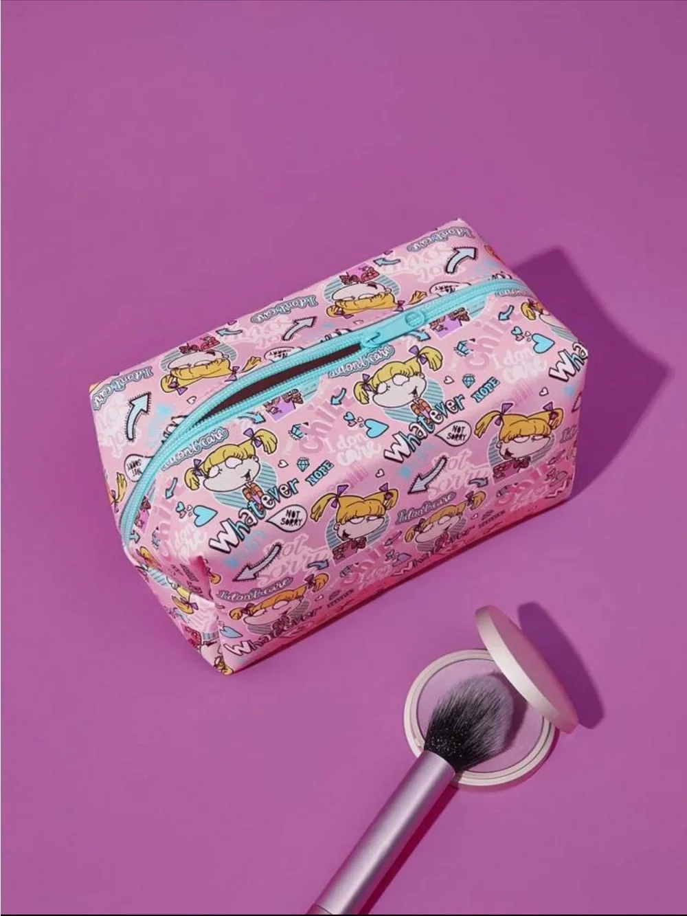 Pink Cartoon Print Cosmetic Bag Nickelodeon rugrats angelica